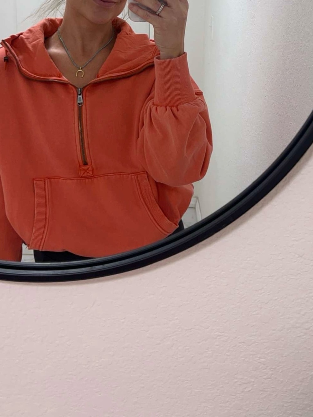 Free People Washed Coral Half-Zip Pullover
